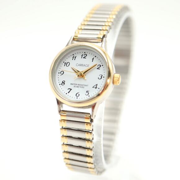Carriage by Timex Womens Two Tone Watch 22mm Expansion Band w New Battery - Picture 1 of 12